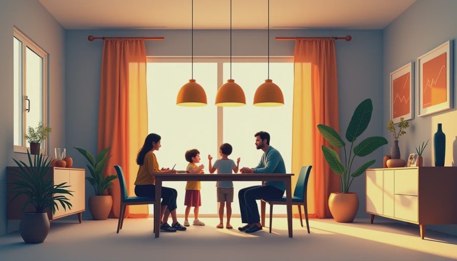 Visual context for 3 light hanging fixture