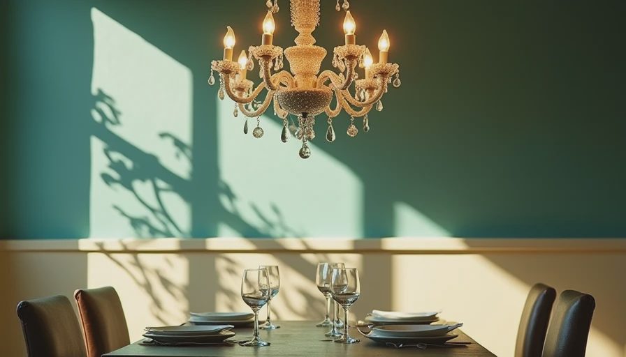 Visual context for chandelier height above dining table