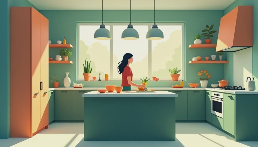 Visual context for how high to hang pendant lights over kitchen island